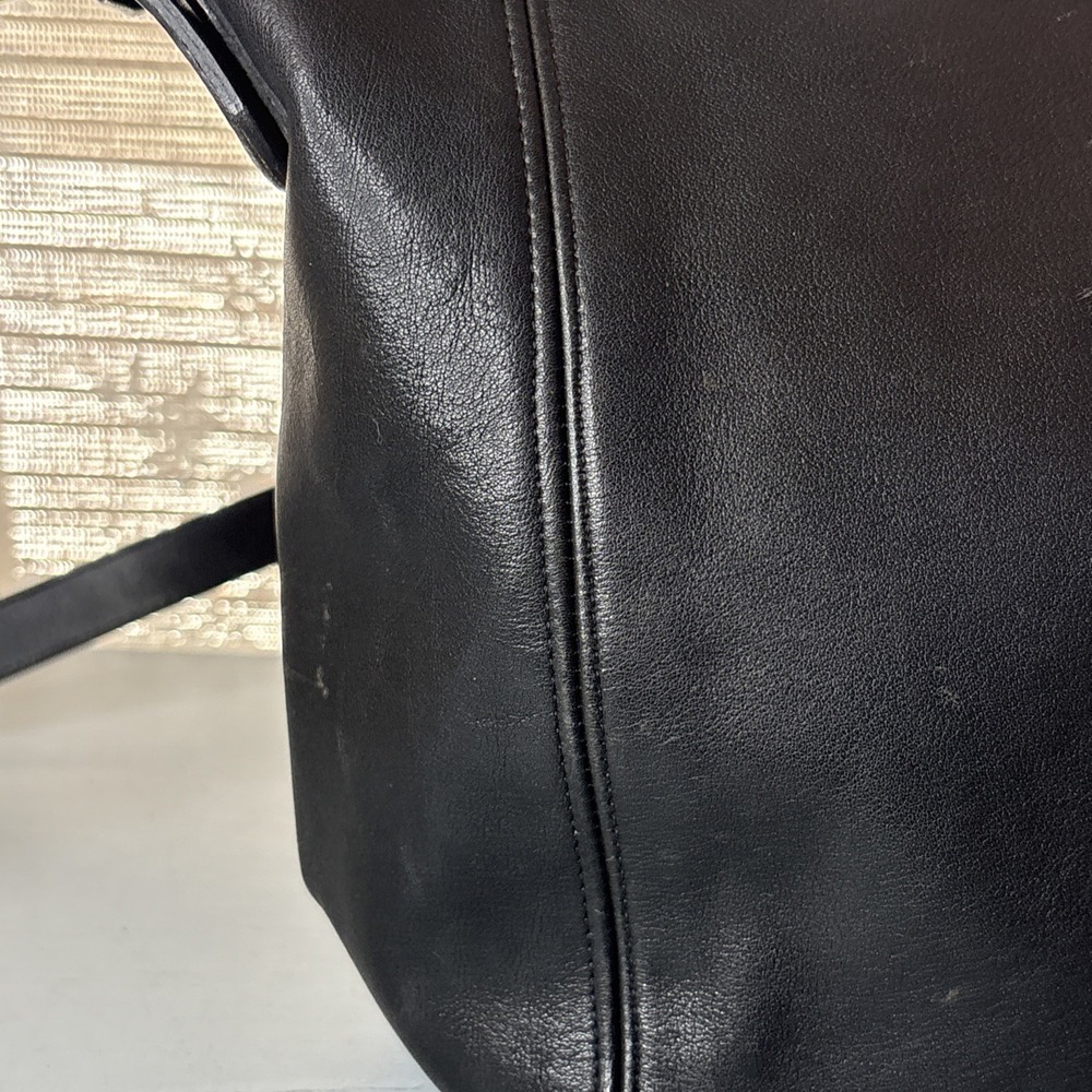 Vintage COACH Black Leather, Monterey Hobo Shoulder Bucket Bag, 90s USA - Picture 5 of 16